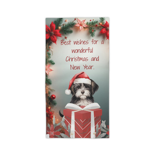Festive Dog-Themed Beach Towel for Holiday Celebrations