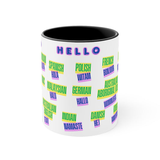 Mug with Hello in Different Languages, 11oz