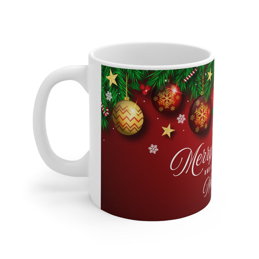 Christmas Ornament Garland Mug - Ceramic Coffee Cup (11oz)