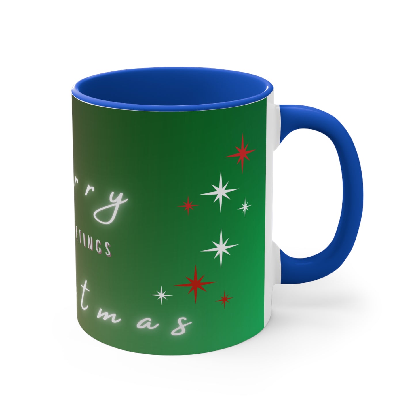 Merry Christmas Color Accent Mug — Seasonal Greetings 11oz