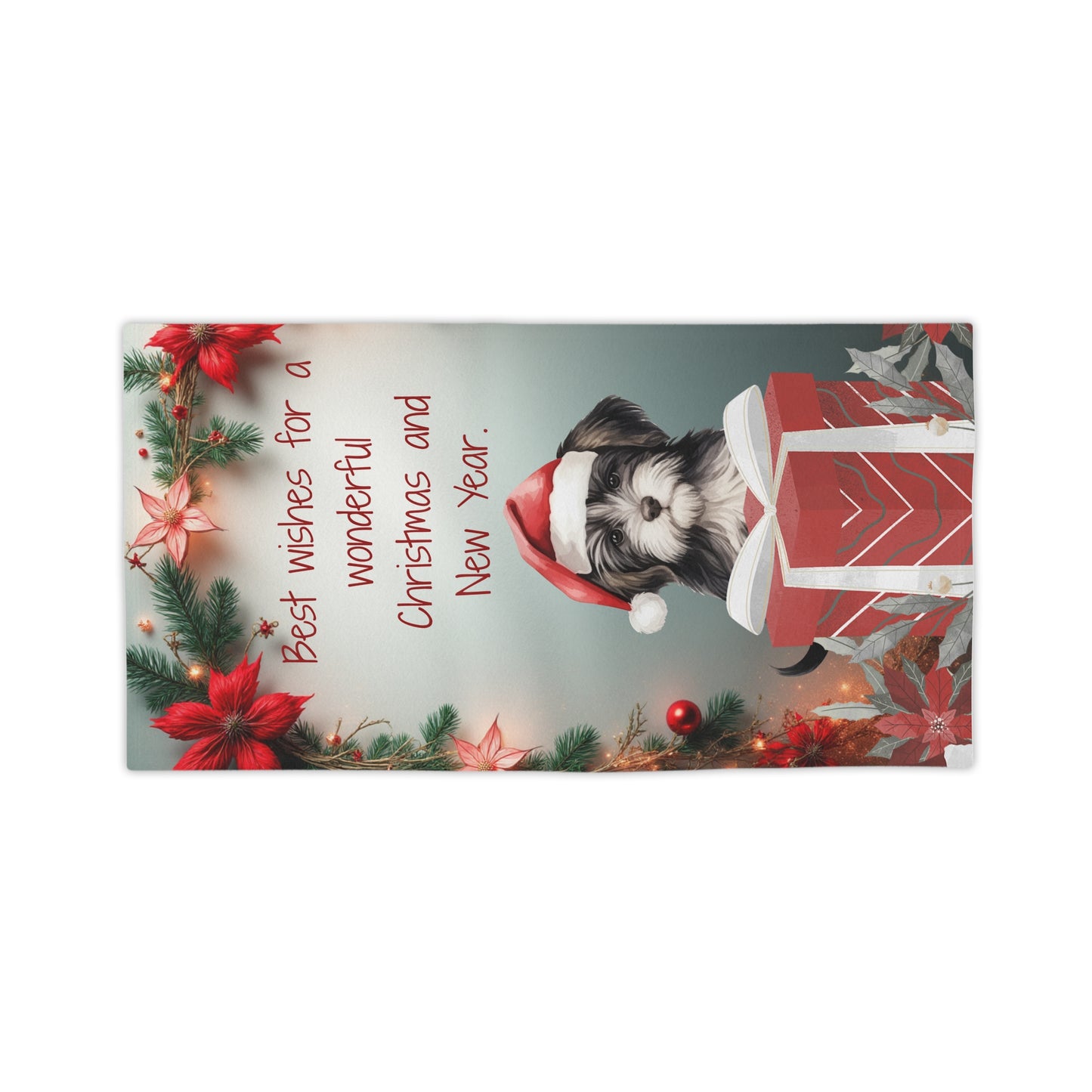 Festive Dog-Themed Beach Towel for Holiday Celebrations