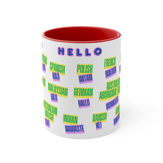 Mug with Hello in Different Languages, 11oz