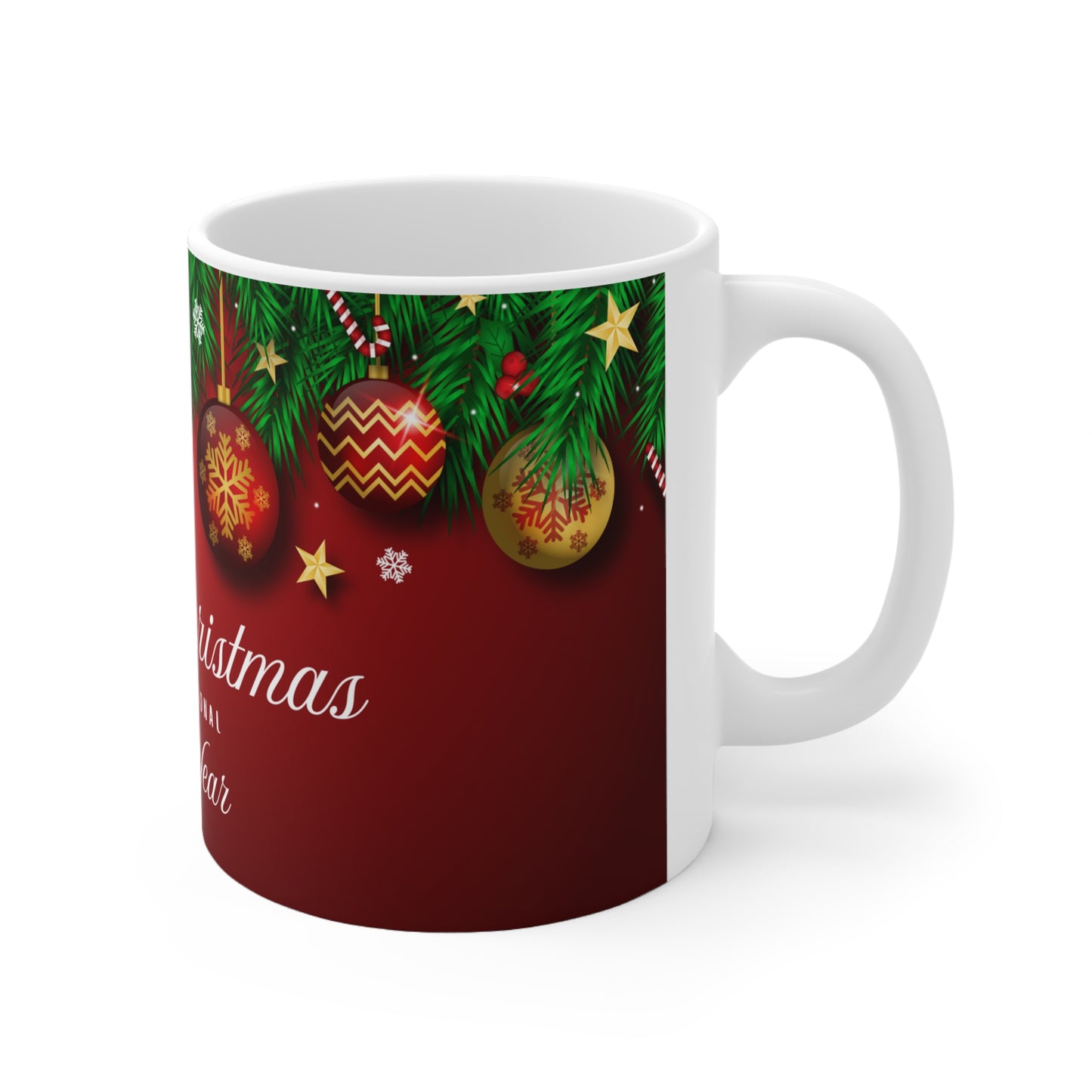 Christmas Ornament Garland Mug - Ceramic Coffee Cup (11oz)