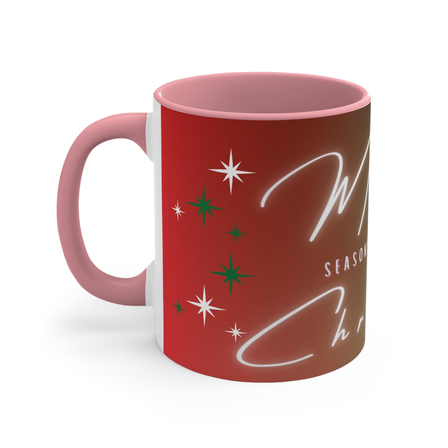 Merry Christmas Color Accent Mug — Seasonal Greetings 11oz