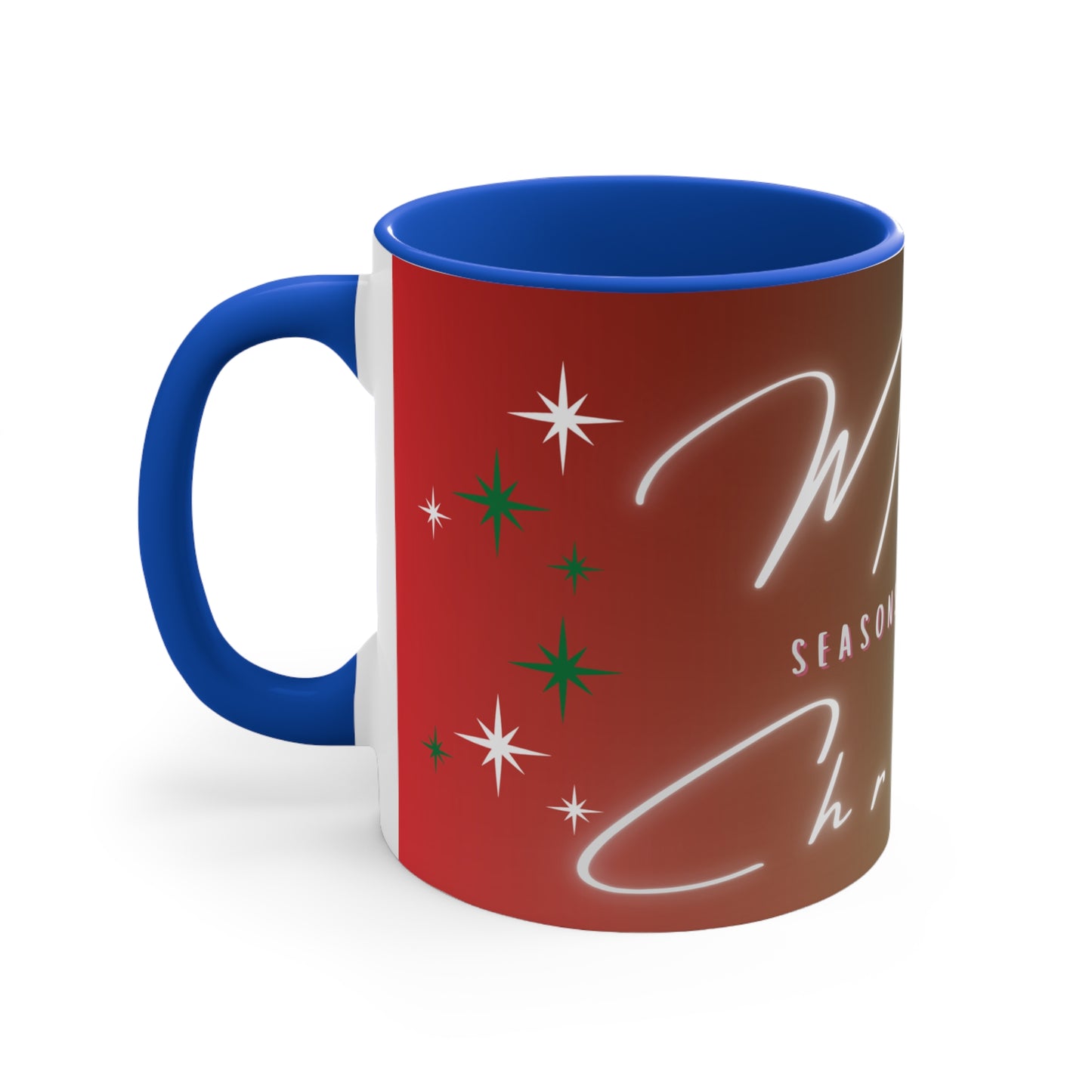 Merry Christmas Color Accent Mug — Seasonal Greetings 11oz