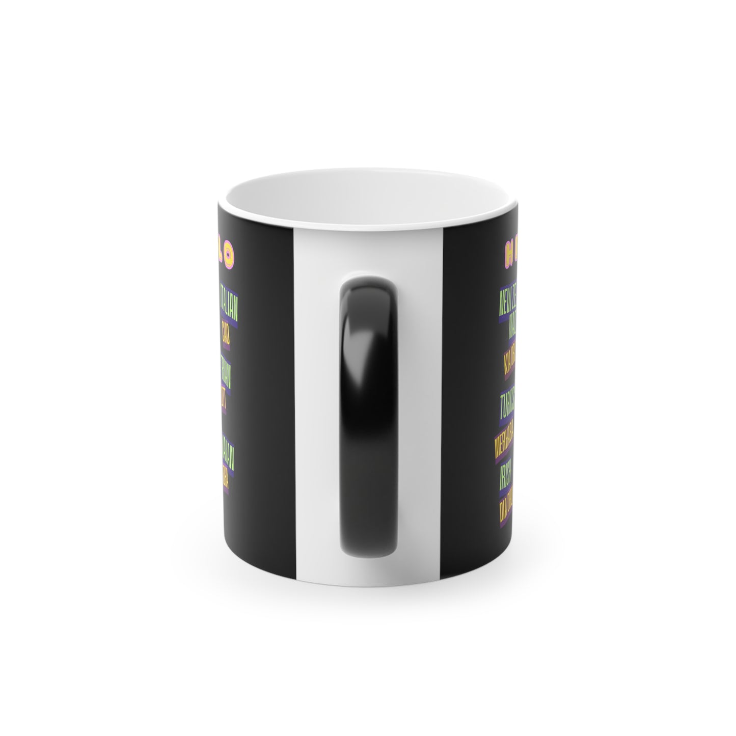 Multilingual Hello Coffee Mug | Gift for Language Lovers, Teacher Appreciation, Home Office Decor, Fun Conversation Starter