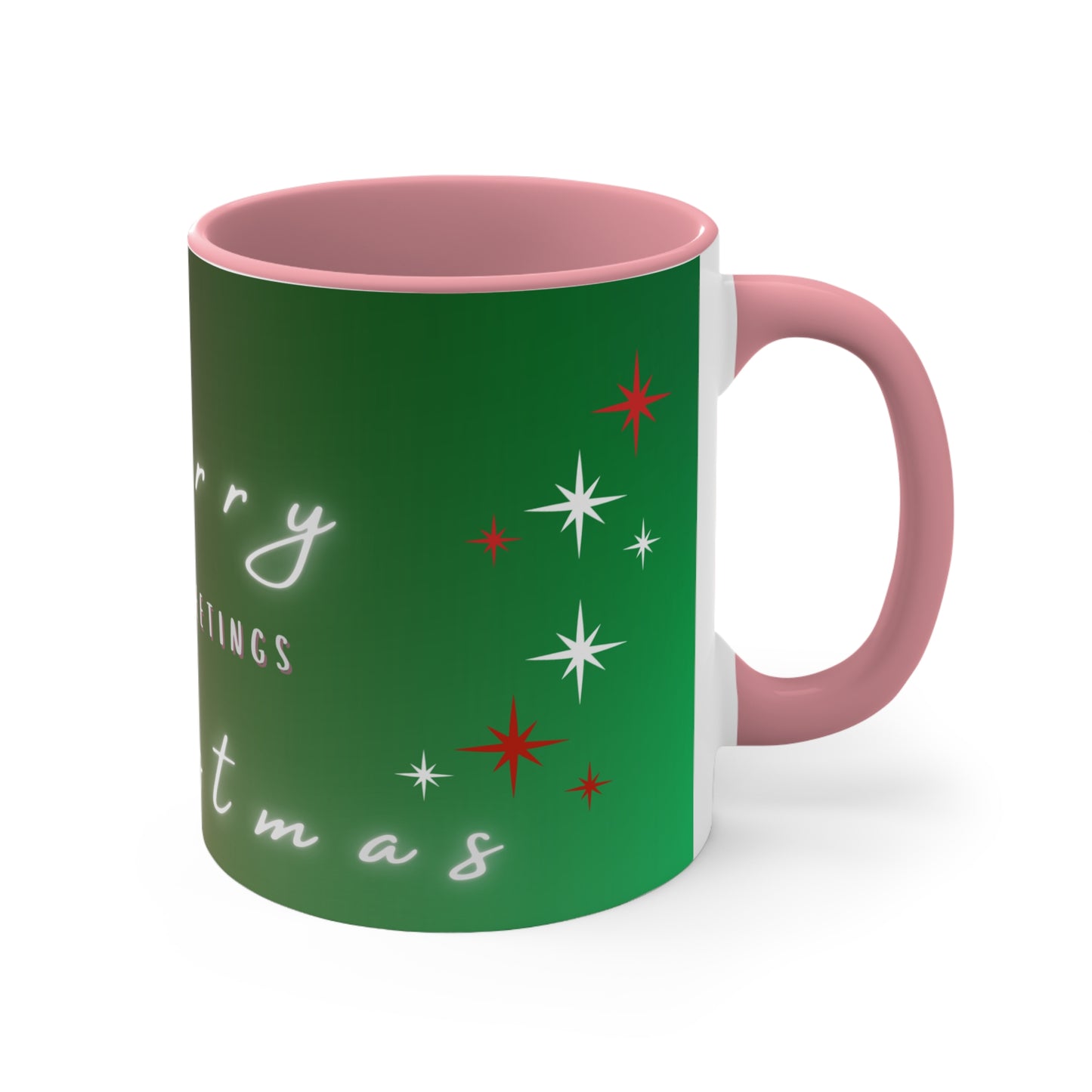 Merry Christmas Color Accent Mug — Seasonal Greetings 11oz