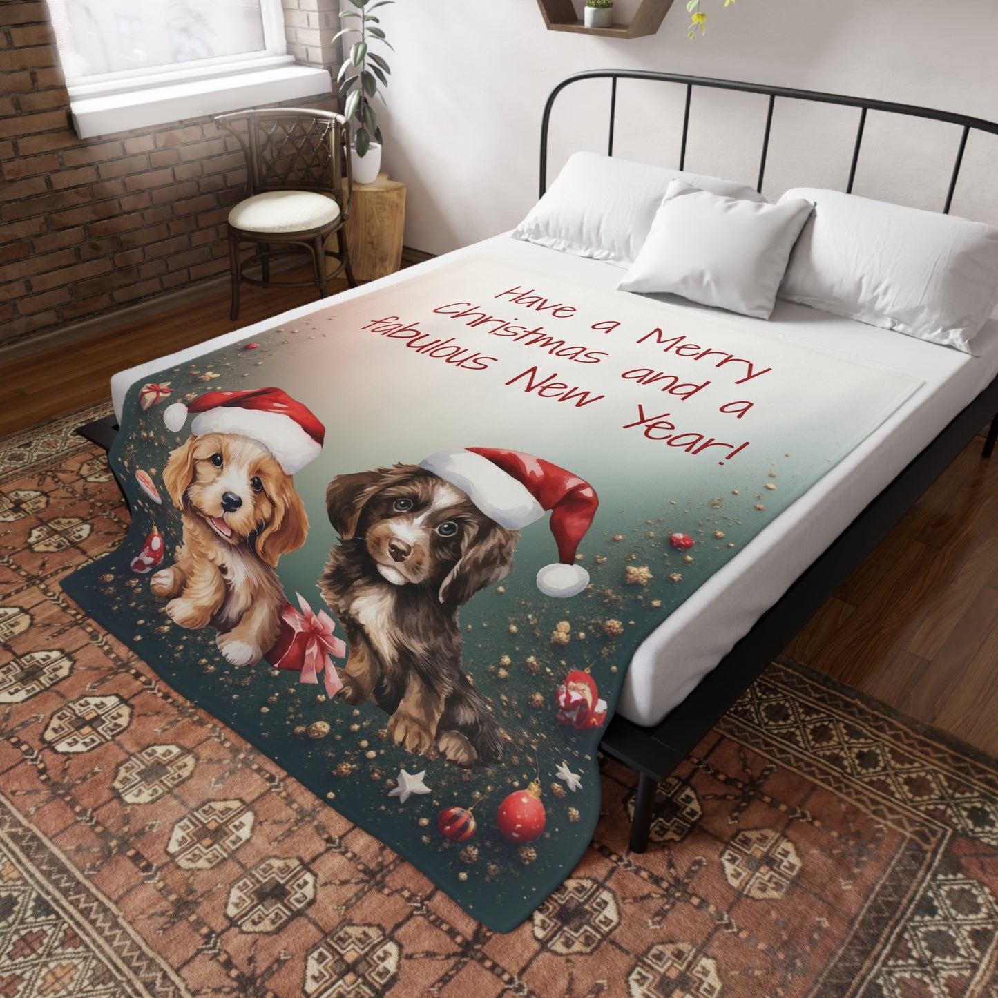 Christmas Puppy Plush Fleece Blanket