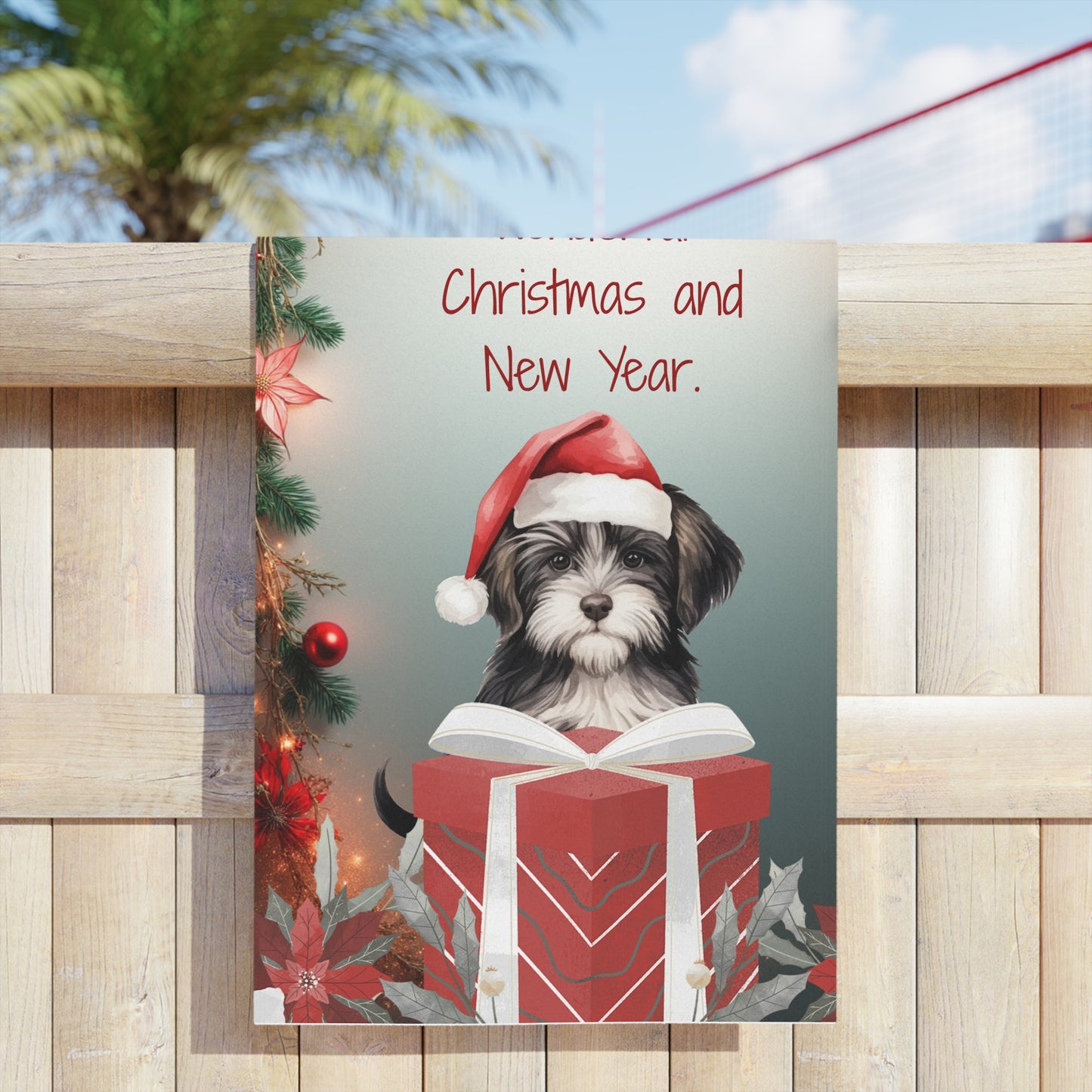 Festive Dog-Themed Beach Towel for Holiday Celebrations