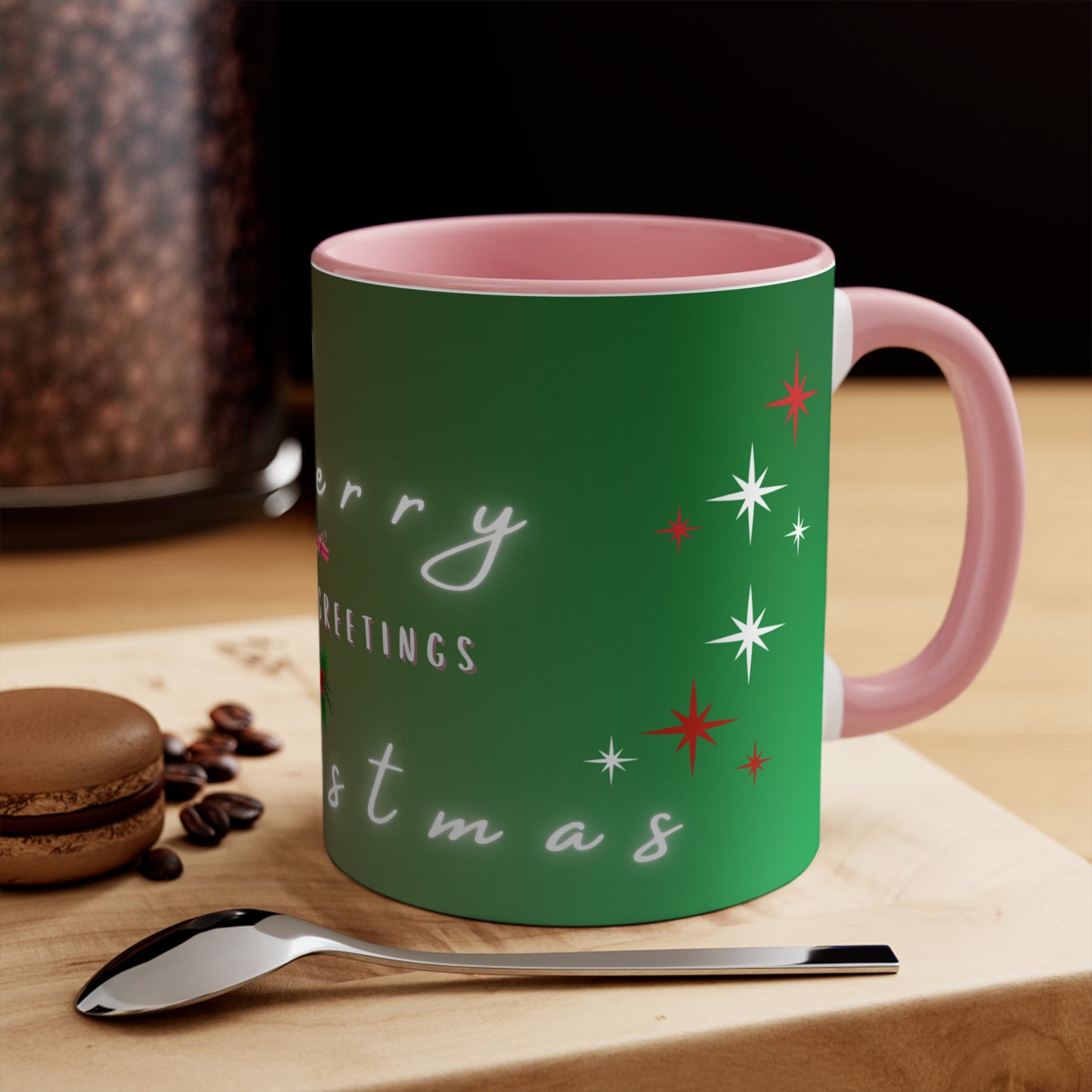 Merry Christmas Color Accent Mug — Seasonal Greetings 11oz