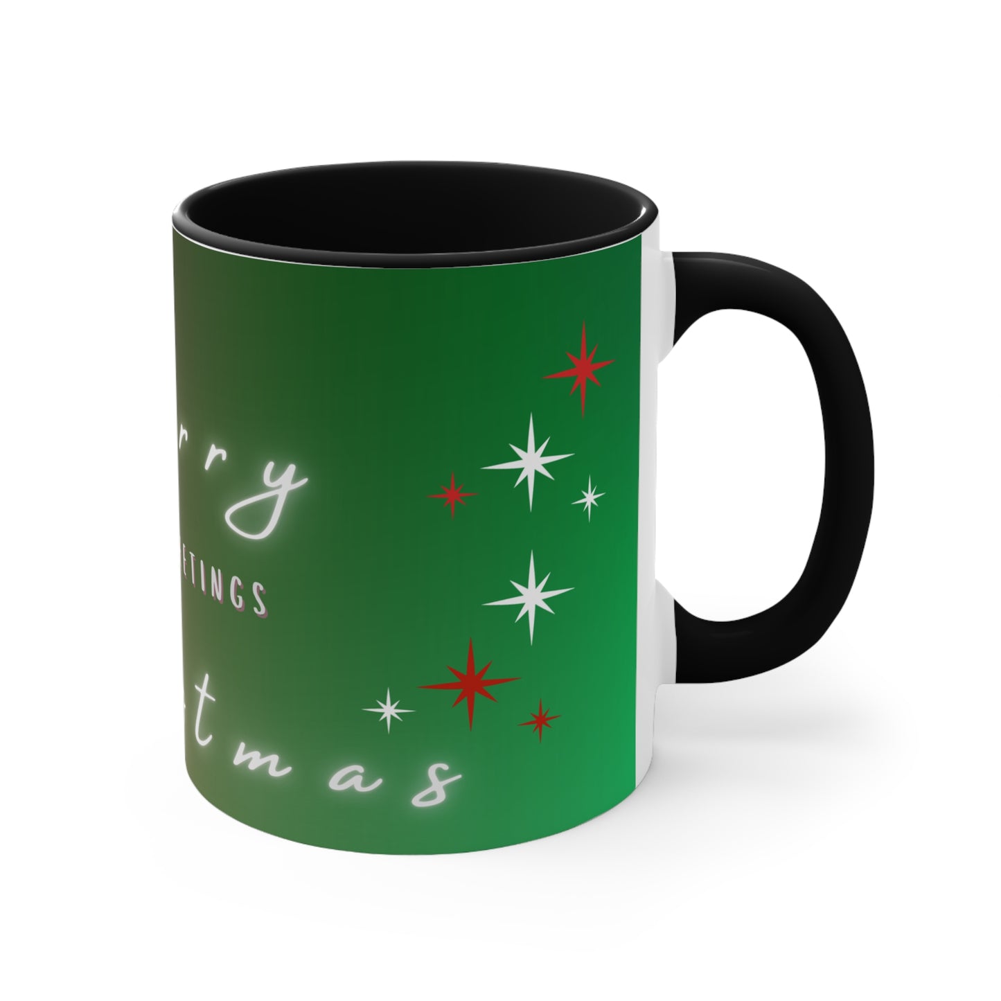 Merry Christmas Color Accent Mug — Seasonal Greetings 11oz