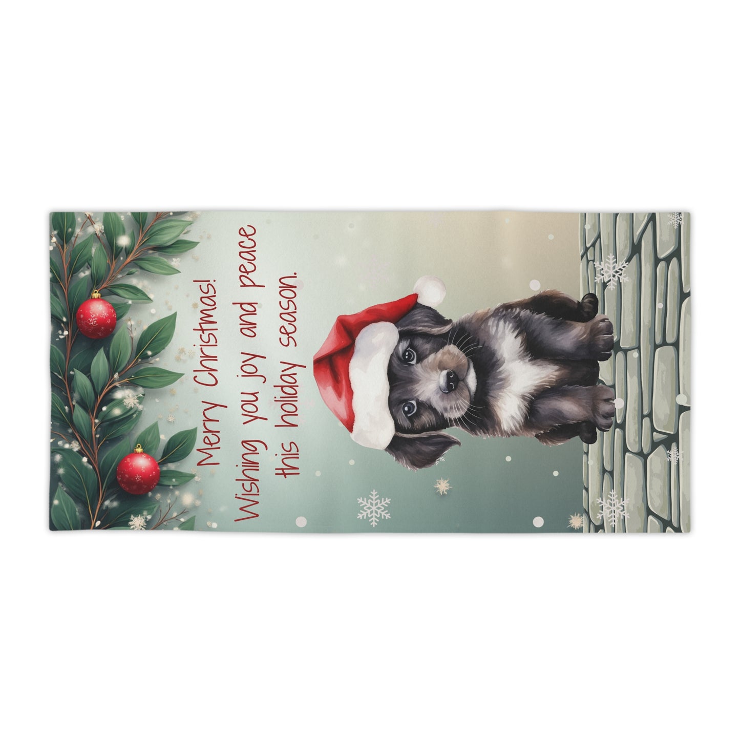 Festive Dog-Themed Beach Towel for Holiday Celebrations