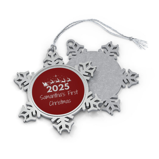 Personalized Pewter Snowflake Ornament for Christmas 2025