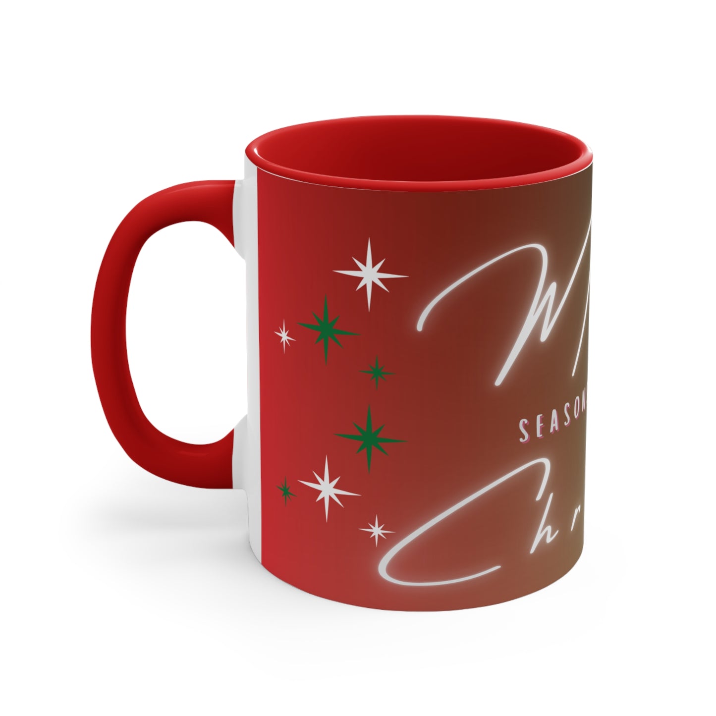 Merry Christmas Color Accent Mug — Seasonal Greetings 11oz