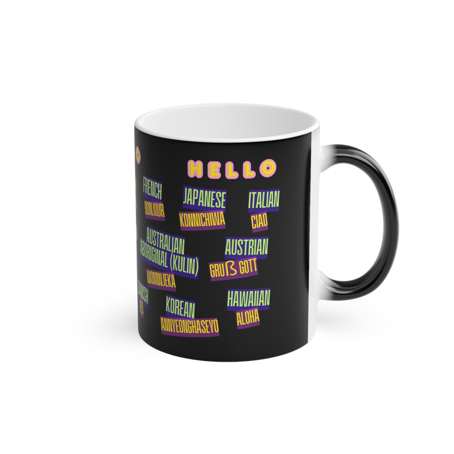 Multilingual Hello Coffee Mug | Gift for Language Lovers, Teacher Appreciation, Home Office Decor, Fun Conversation Starter