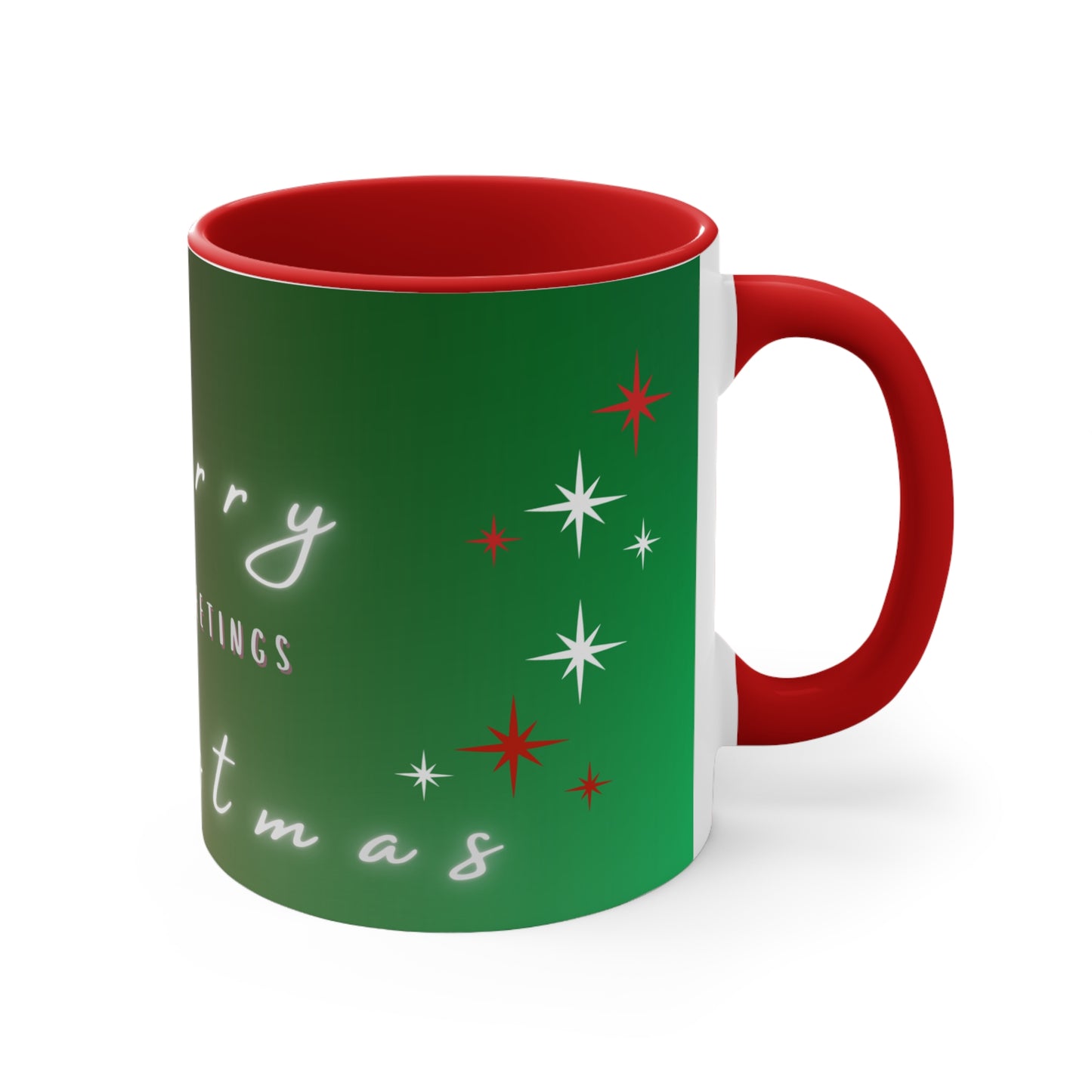 Merry Christmas Color Accent Mug — Seasonal Greetings 11oz