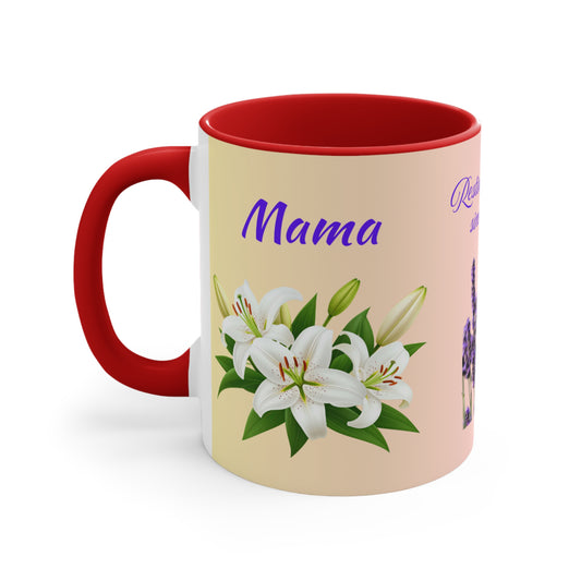 Personalized Memorial Flower Mug — Resting in Love Eternal (11oz Accent Mug)