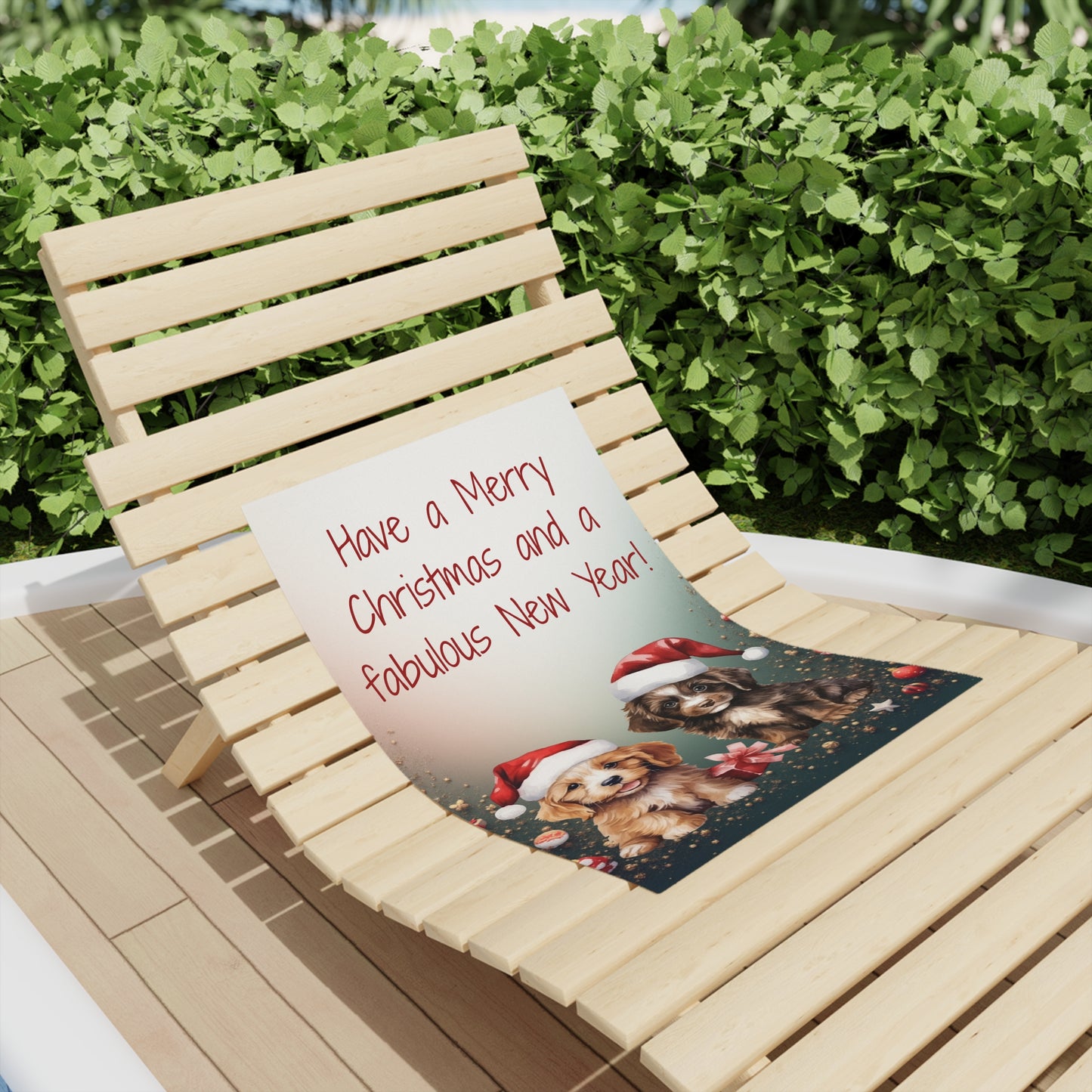 Festive Dog-Themed Beach Towel for Holiday Celebrations