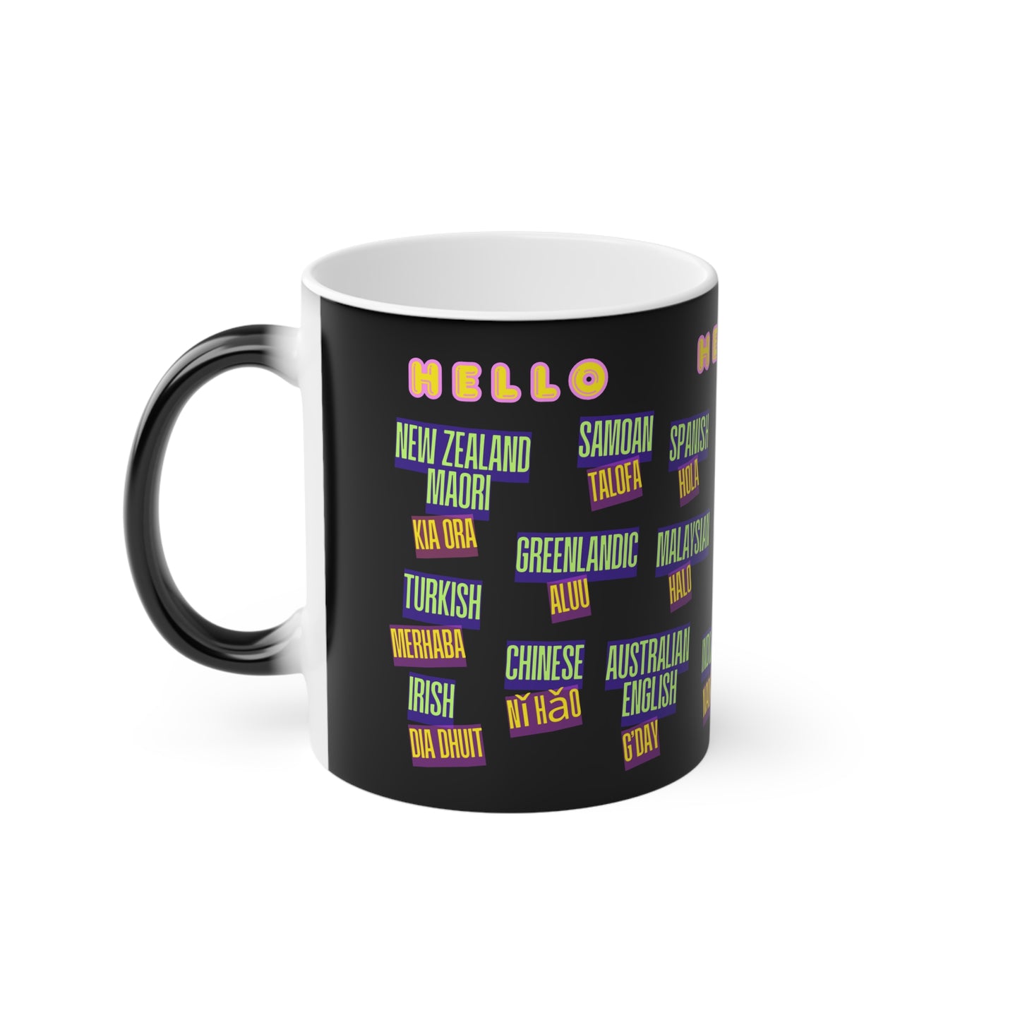Multilingual Hello Coffee Mug | Gift for Language Lovers, Teacher Appreciation, Home Office Decor, Fun Conversation Starter